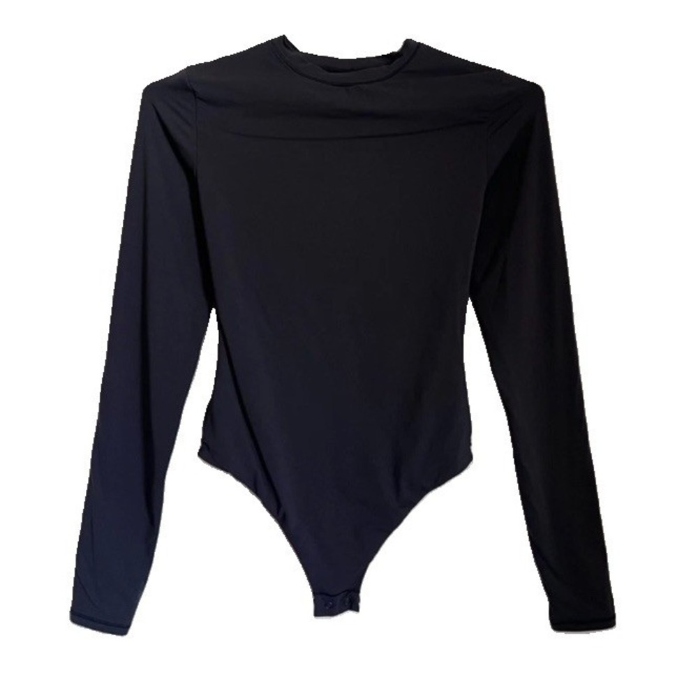 SKIMS Fits Everybody Long Sleeve Crew Neck Bodysuit in Onyx Black Size XS